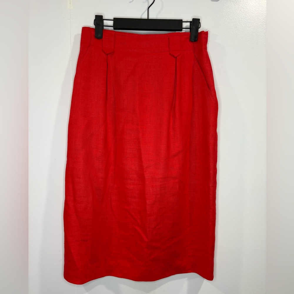 Womens Liz Claiborne Linen Red Skirt Size 10